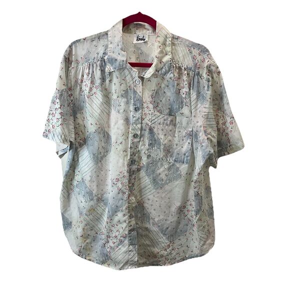 Vintage Tapestry Women's Button Up Casusal Shirt Floral Cottage Core Coquette 1X - Picture 1 of 11